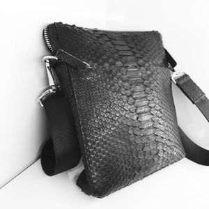Python leather man/woman crossbody bag